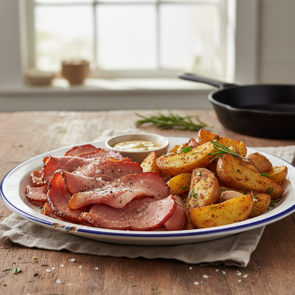 Savory Country Ham with Crispy Potatoes recipe