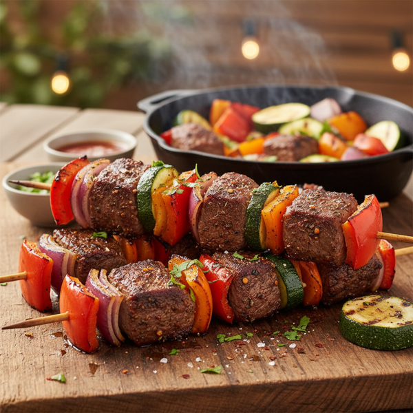 Savory Cowboy Steak Kabobs recipe