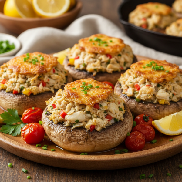 Savory Crab-Stuffed Portabella Mushrooms recipe