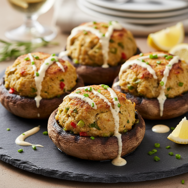 Savory Crab Cake-Stuffed Portobellos recipe