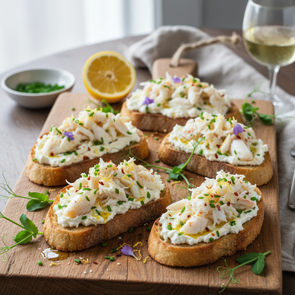 Savory Crab and Goat Cheese Toasts recipe