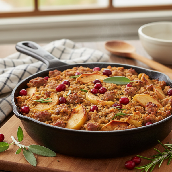 Savory Cranberry-Apple Sausage Stuffing recipe