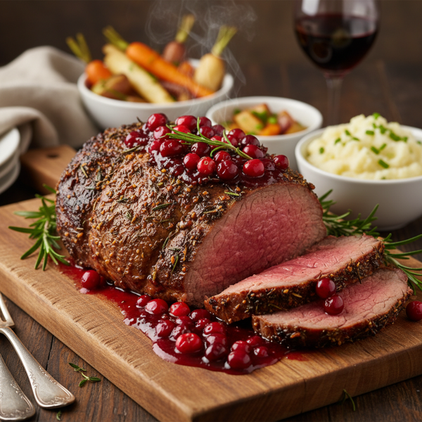Savory Cranberry Glazed Rump Roast recipe