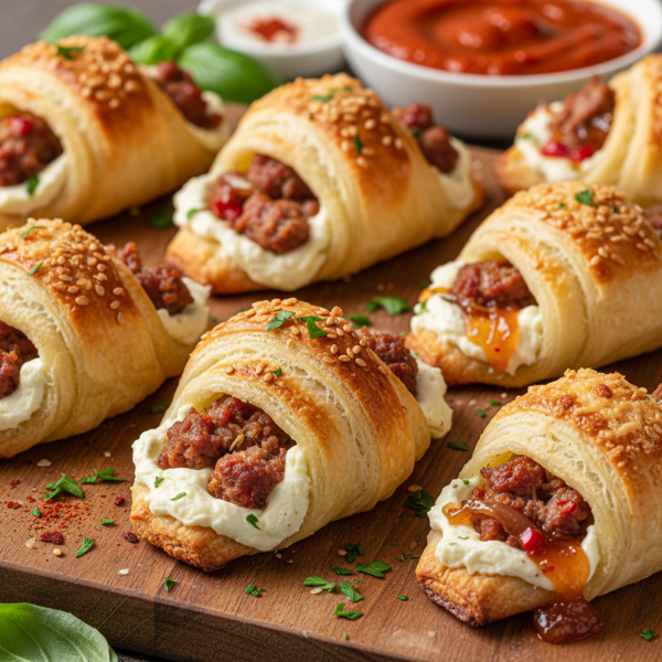 Savory Cream Cheese & Sausage Croissant Bites recipe