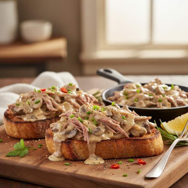 Savory Creamed Beef on Toast recipe