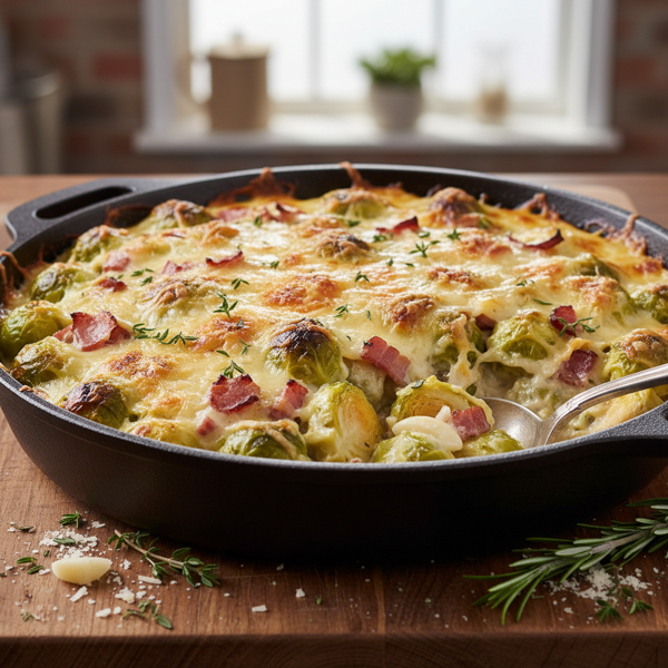 Savory Creamy Baked Brussels Sprouts Delight recipe