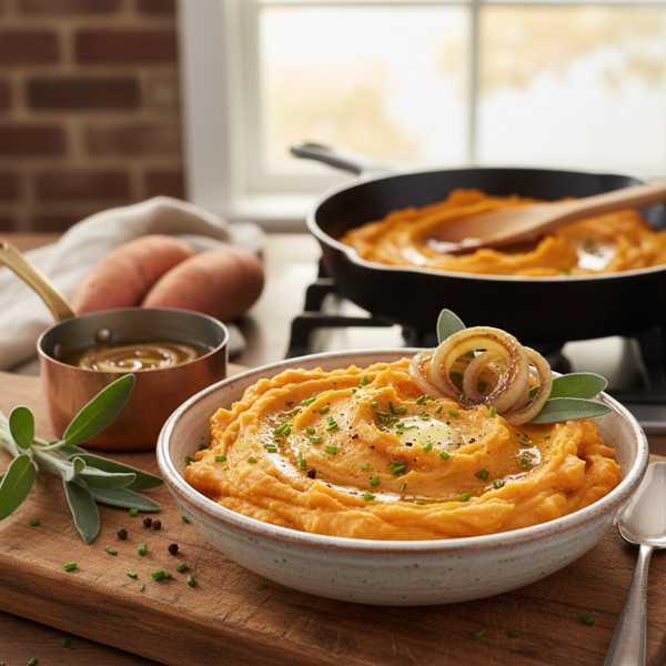 Savory Creamy Mashed Sweet Potatoes recipe