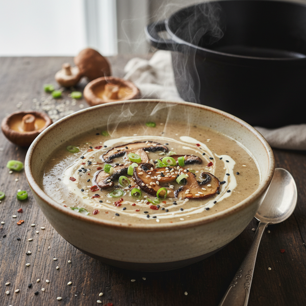 Savory Creamy Mushroom and Sesame Soup recipe