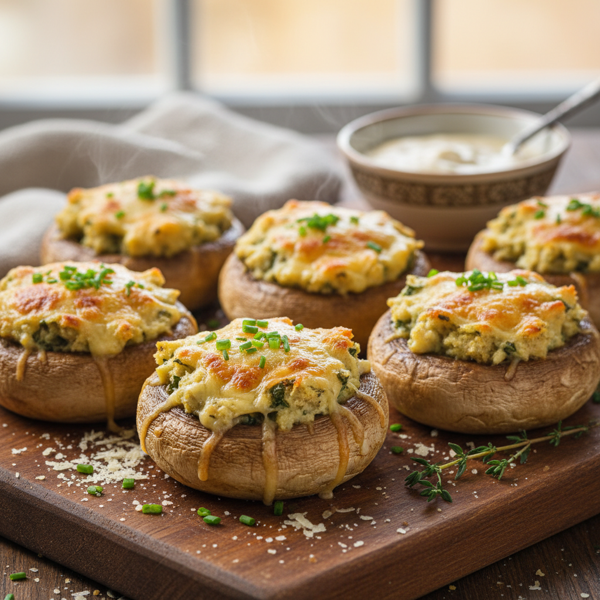 Savory Creamy Parmesan-Stuffed Mushroom Caps recipe