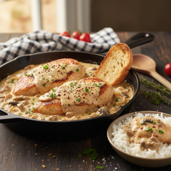Savory Creamy Smothered Chicken recipe