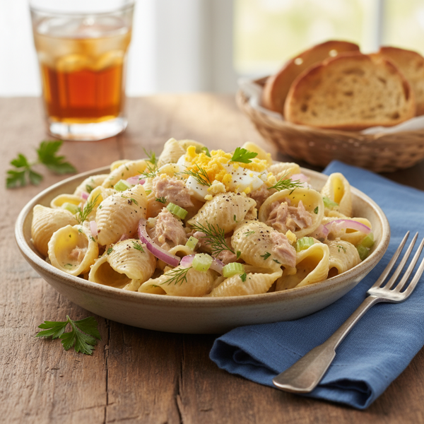 Savory Creamy Tuna Shell Salad recipe