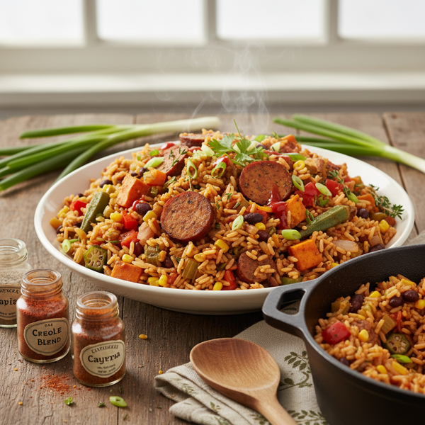 Savory Creole-Style Vegetarian Jambalaya Delight recipe