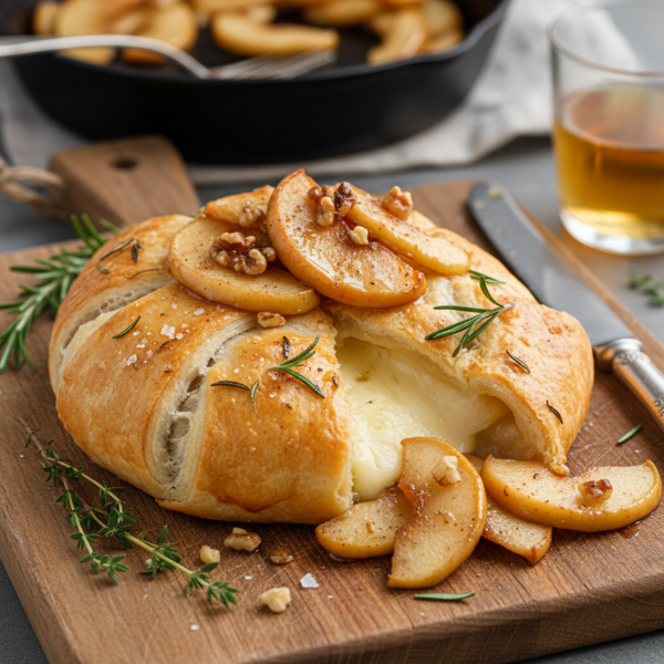 Savory Crescent-Wrapped Brie with Caramelized Apples recipe