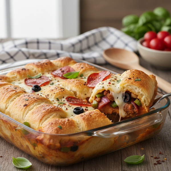 Savory Crescent Roll Pizza Bake recipe