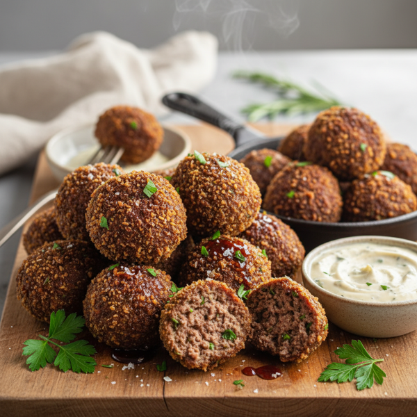 Savory Crispy Beef Meatballs recipe