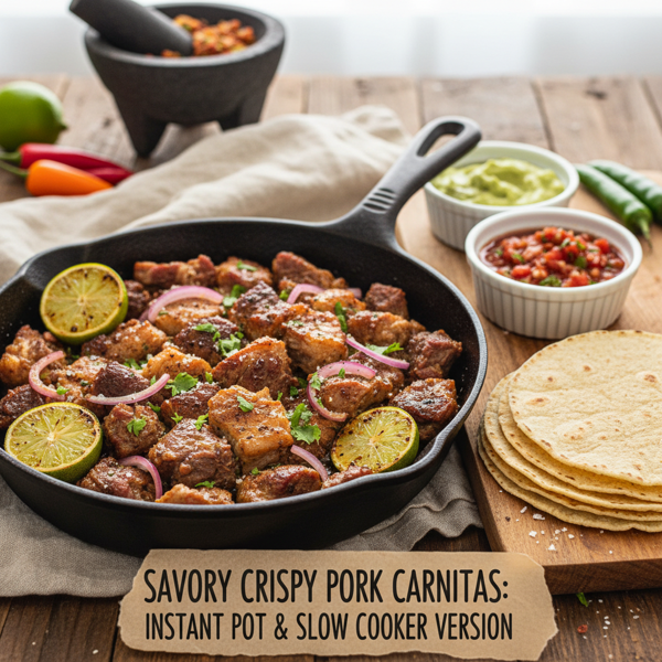 Savory Crispy Pork Carnitas: Instant Pot & Slow Cooker Version recipe