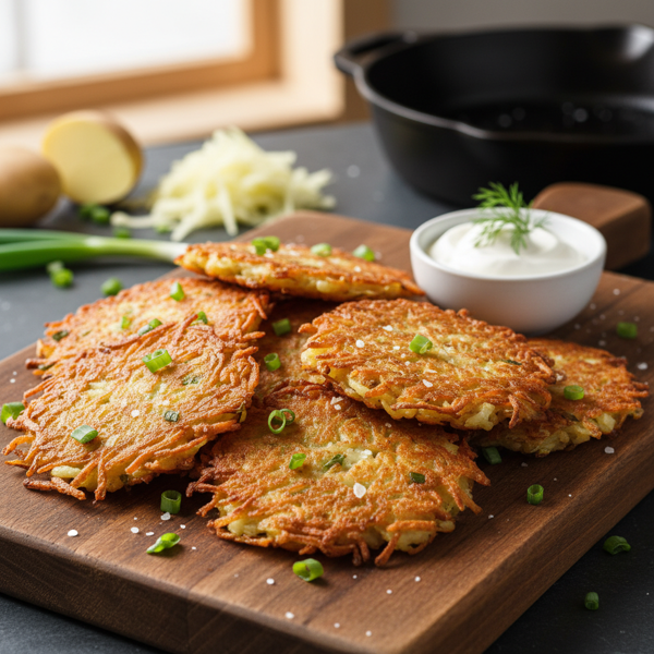 Savory Crispy Potato and Green Onion Latkes recipe