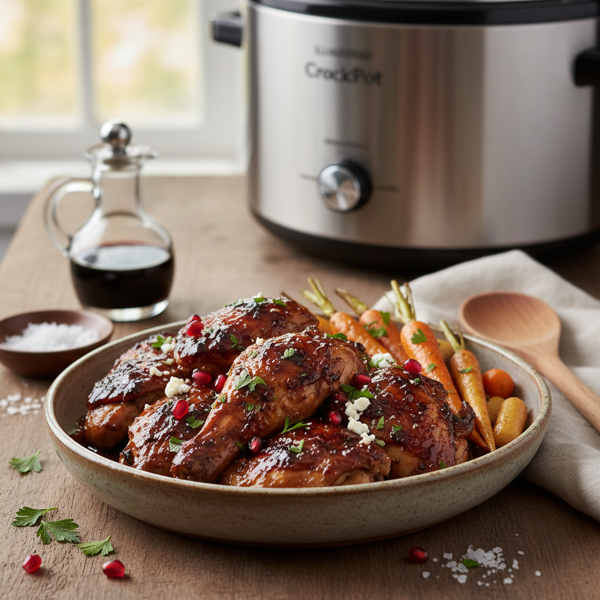 Savory Crock Pot Balsamic Chicken Thighs recipe