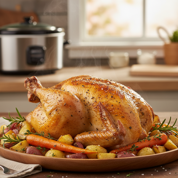 Savory Crock Pot Rotisserie-Style Chicken recipe