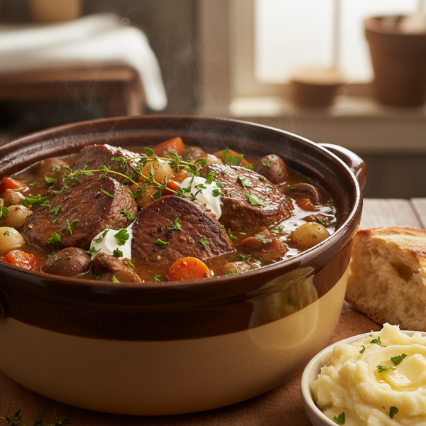 Savory Crock Pot Round Steak Casserole recipe