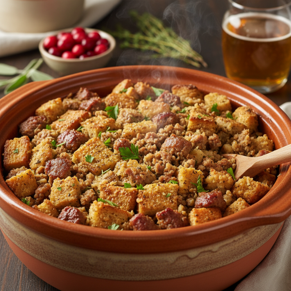 Savory Crock Pot Sausage & Herb Stuffing recipe