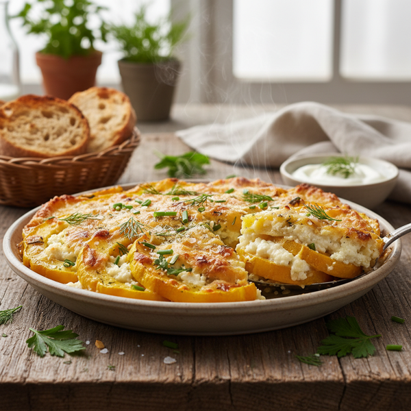 Savory Crookneck Squash and Cottage Cheese Bake recipe