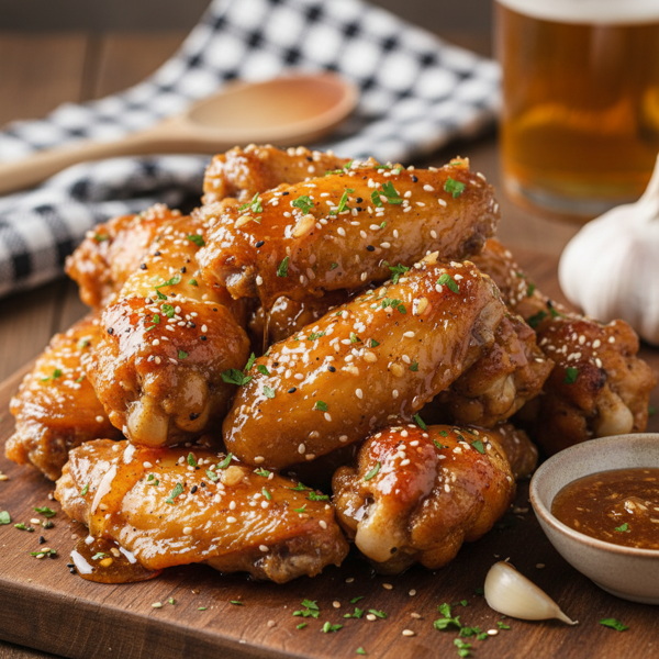 Savory Crunchy Honey Garlic Chicken Wings recipe
