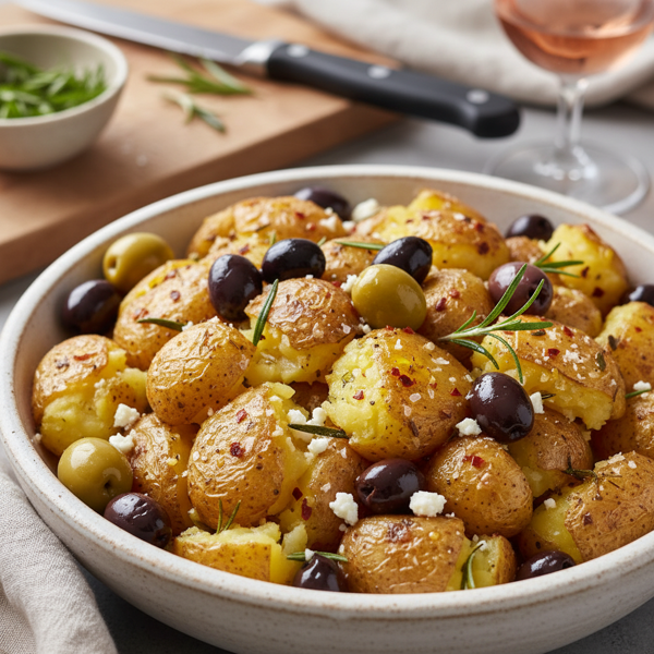Savory Crushed Potatoes with Mediterranean Olives