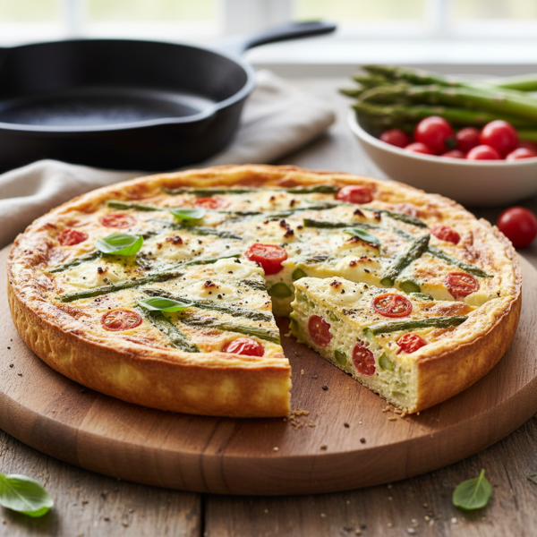 Savory Crustless Asparagus and Tomato Quiche recipe