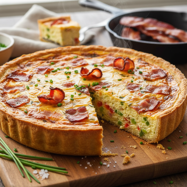 Savory Crustless Bacon and Cheese Quiche recipe