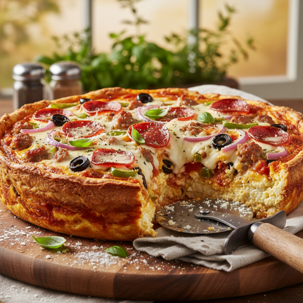 Savory Crustless Pizza Quiche Bake recipe