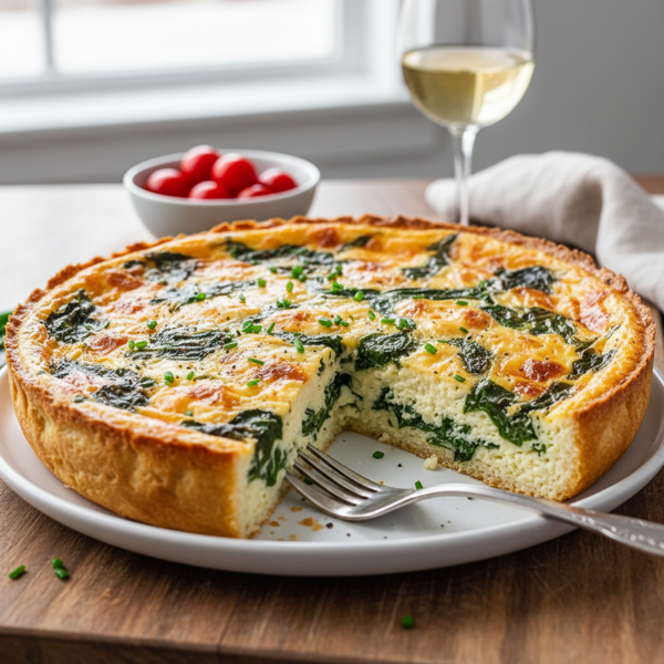 Savory Crustless Spinach and Cheese Quiche recipe