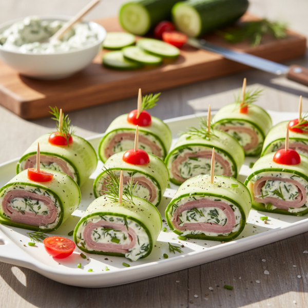 Savory Cucumber and Ham Pinwheels recipe