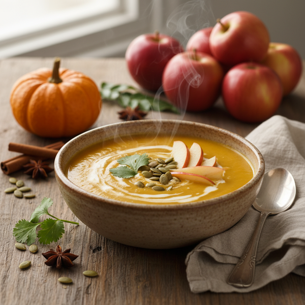 Savory Curried Pumpkin and Apple Soup recipe