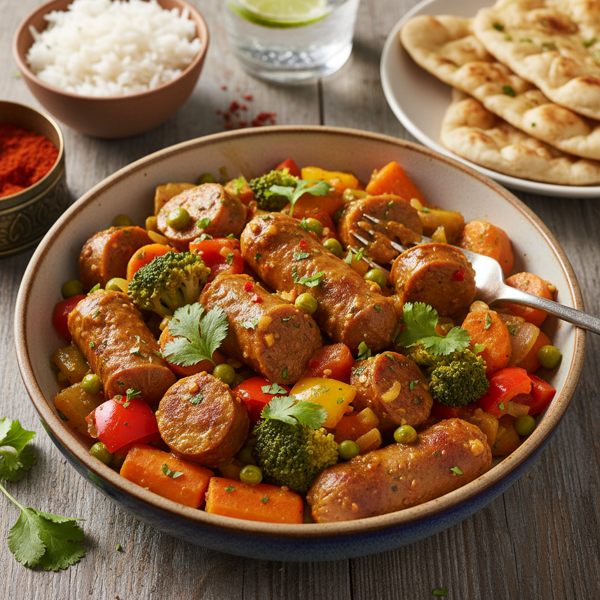 Savory Curried Sausages with Vegetables recipe