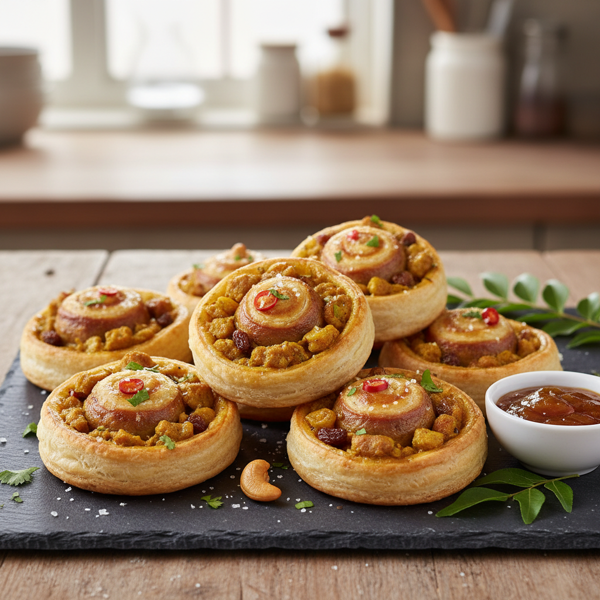 Savory Curry Sausage Puffs recipe