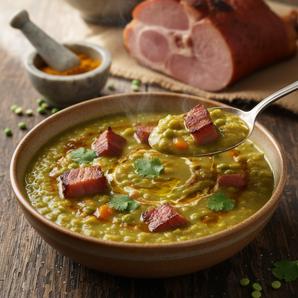 Savory Curry Split Pea Soup with Smoked Ham recipe