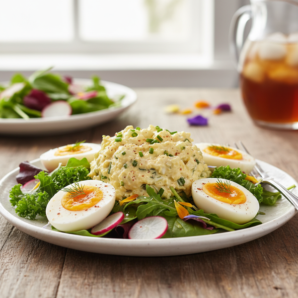 Savory Deviled Egg Salad Over Garden Greens recipe
