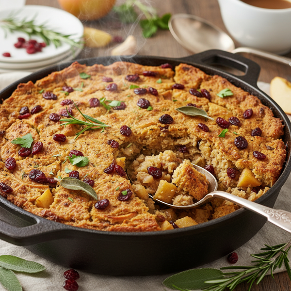 Savory Dried Cranberry and Apple Turkey Stuffing recipe