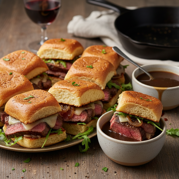 Savory Dunkable Steak Sandwiches recipe