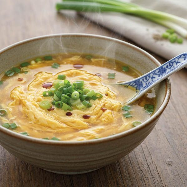 Savory Egg Drop Soup with Green Onions recipe