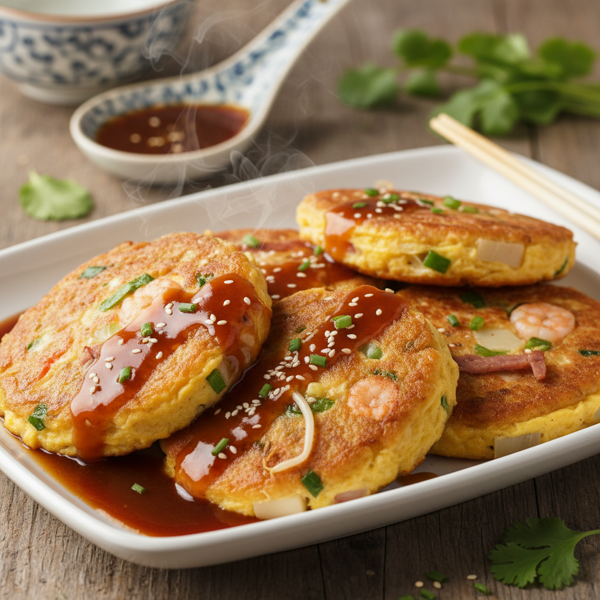 Savory Egg Foo Yung with Rich Oriental Sauce recipe
