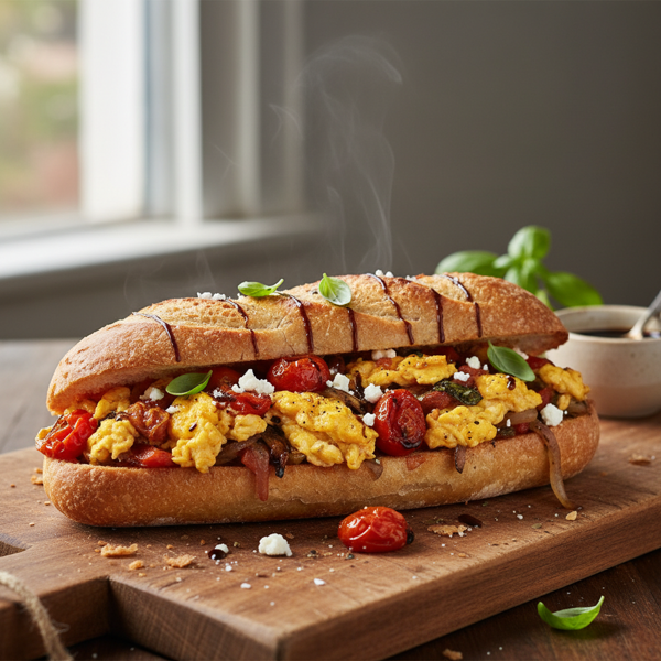 Savory Egg & Tomato Baguette Delight recipe