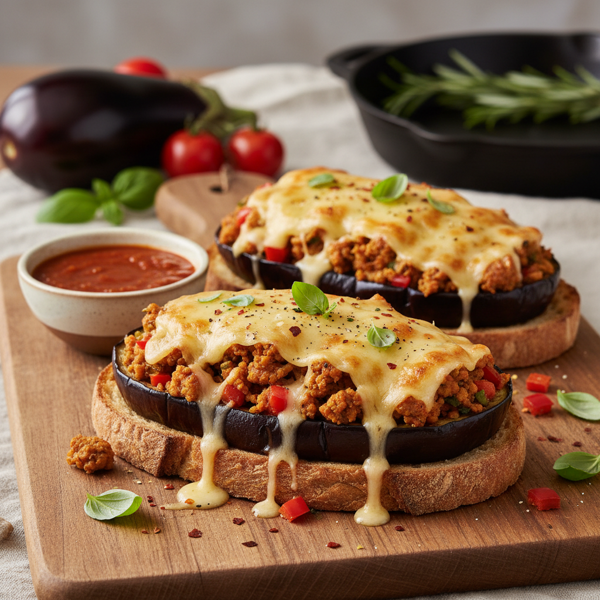 Savory Eggplant-Turkey Melts recipe