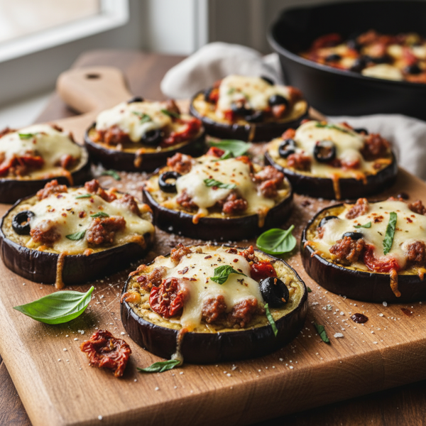 Savory Eggplant Mini Pizzas recipe