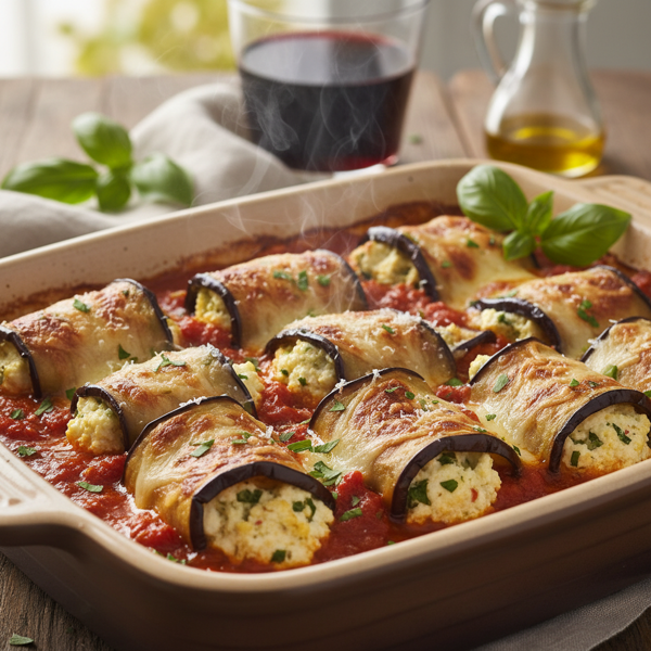 Savory Eggplant Ricotta Involtini recipe