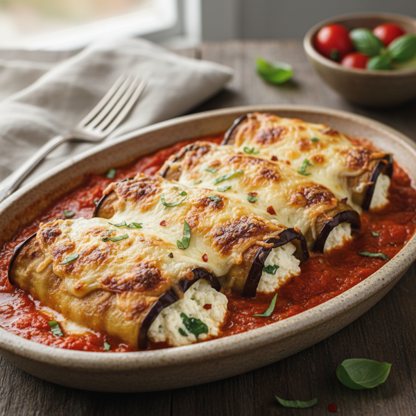 Savory Eggplant Rollatini with Cheesy Ricotta Filling recipe
