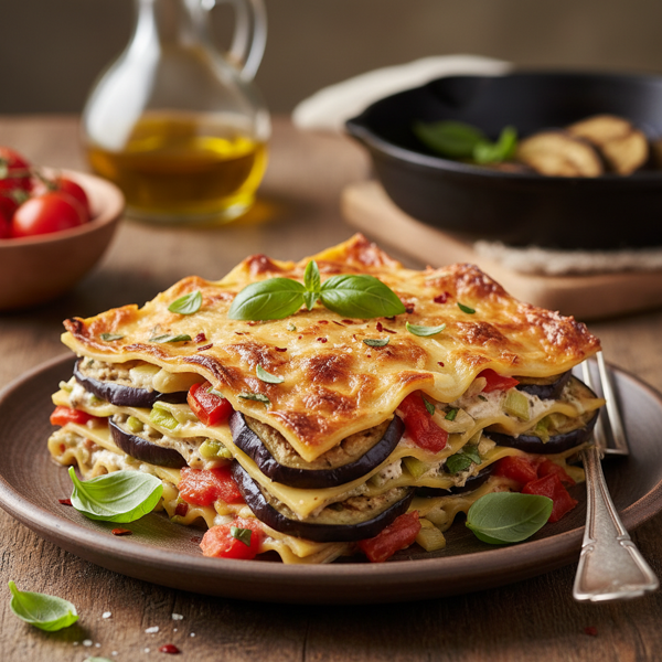 Savory Eggplant, Tomato, and Leek Lasagna recipe