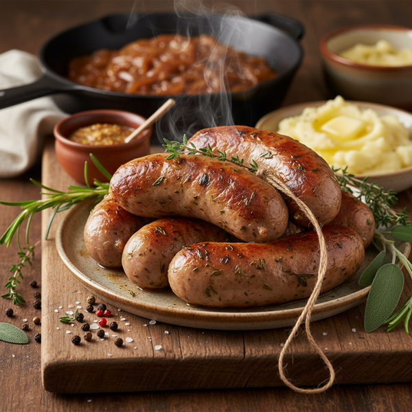 Savory English Herb-Infused Pork Sausages recipe