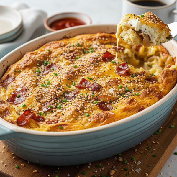 Savory Everything Bagel Breakfast Casserole recipe